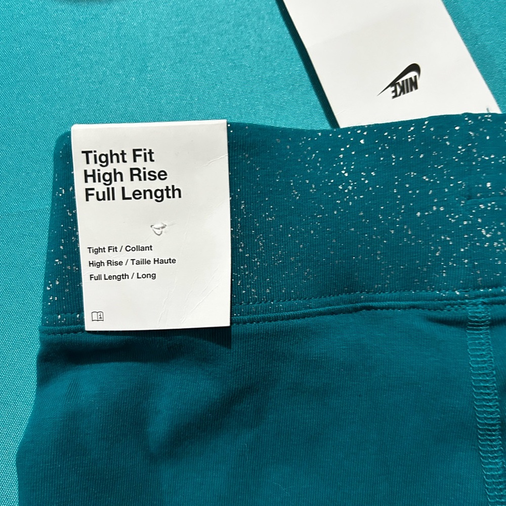 Nike Teal Leggings with Silver Accents